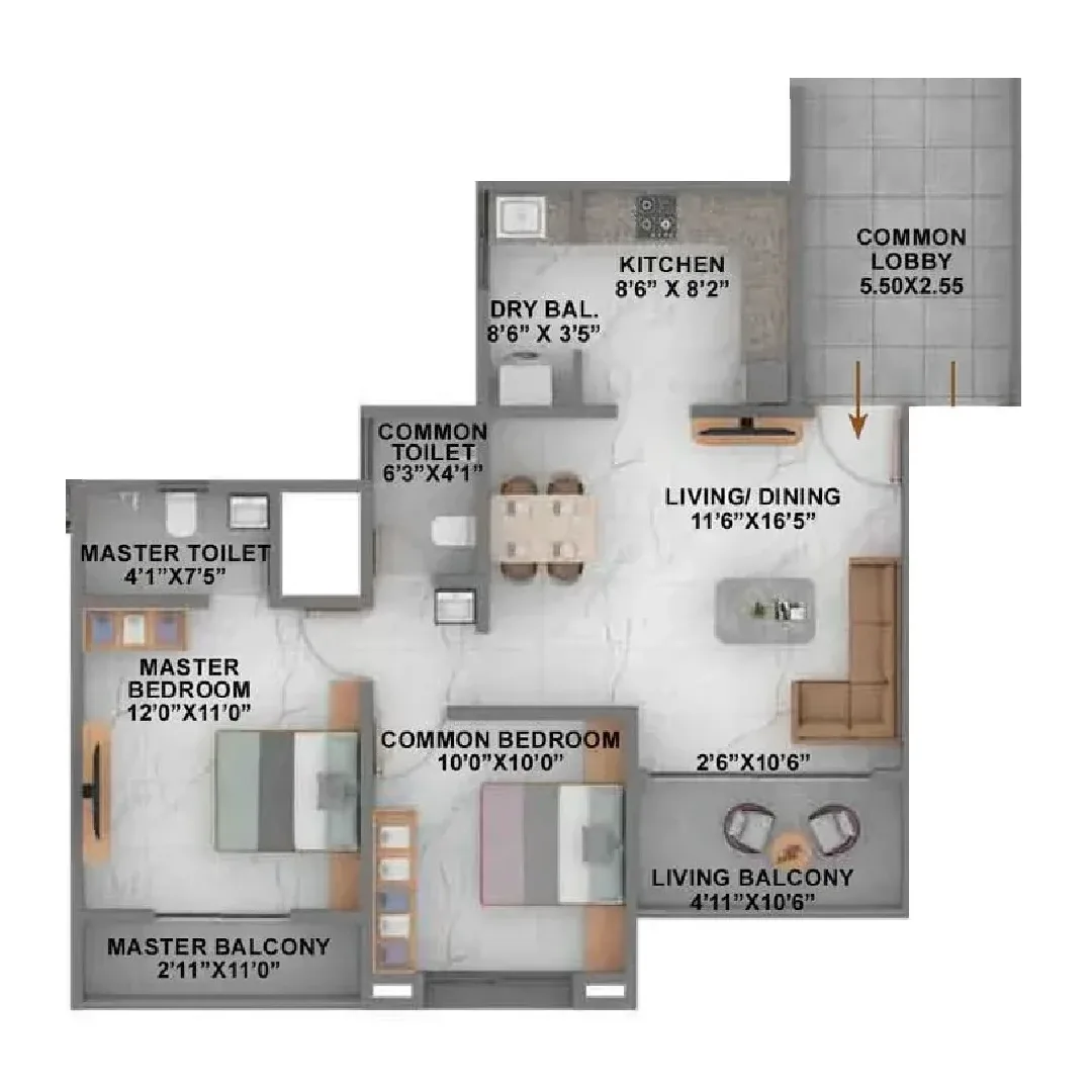 2BHK-floor-plan