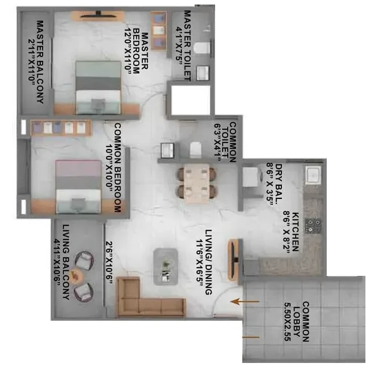 2BHK-floor-plan